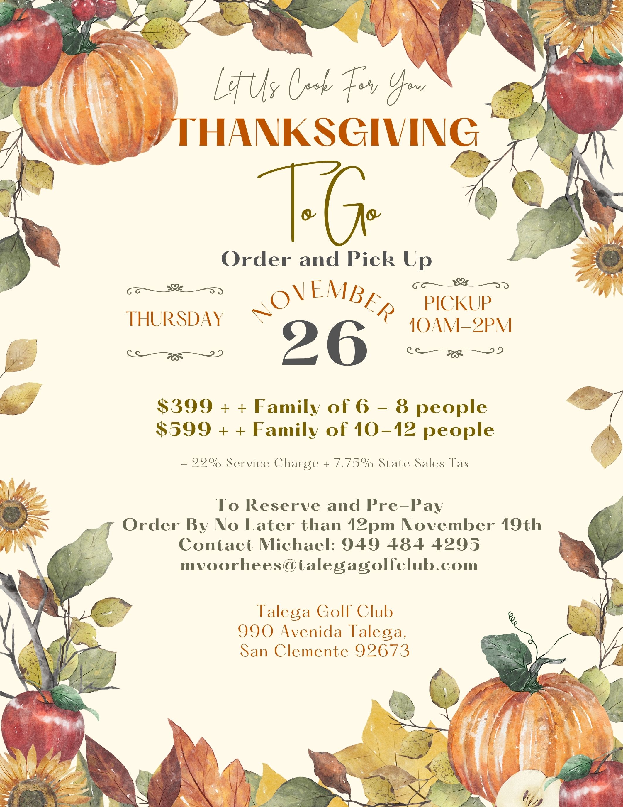 Thanksgiving To Go  flyer